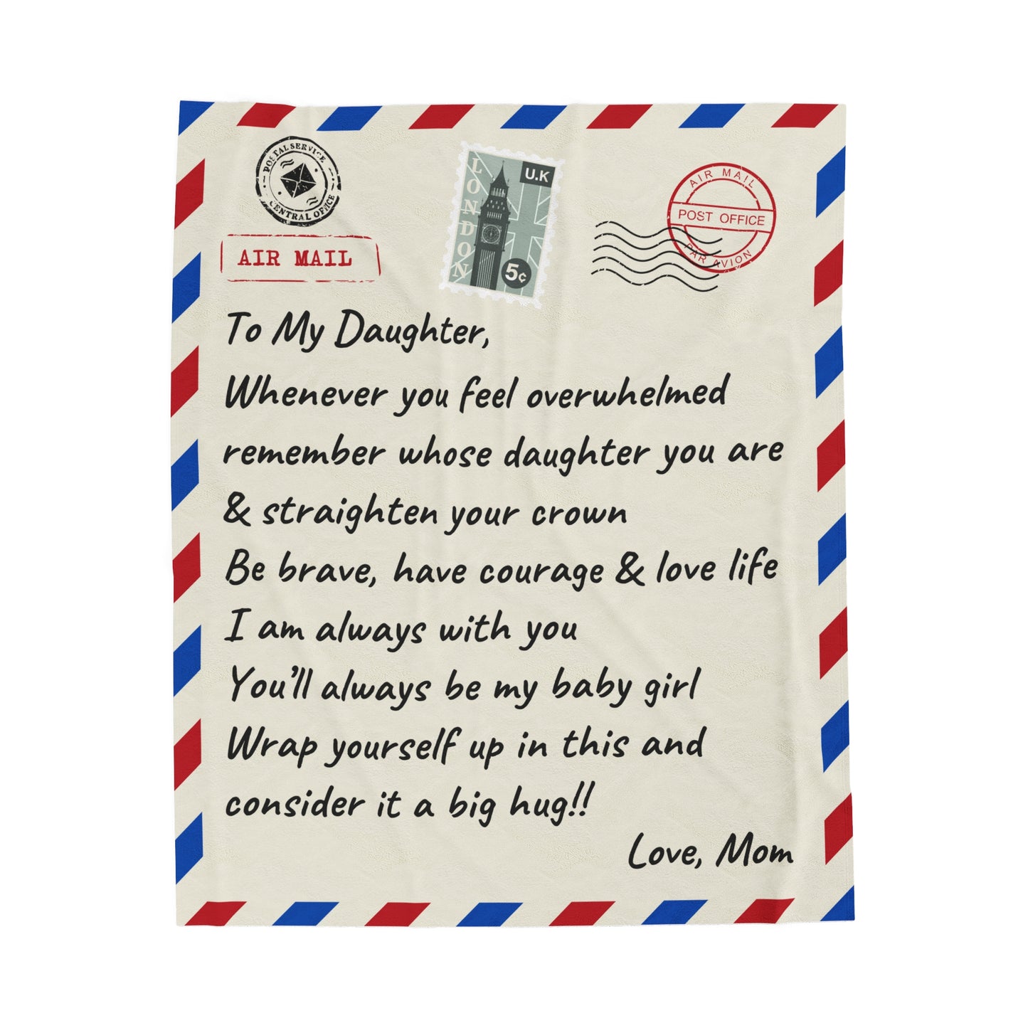 To My Daughter Postcard - Cozy Plush Fleece Blanket