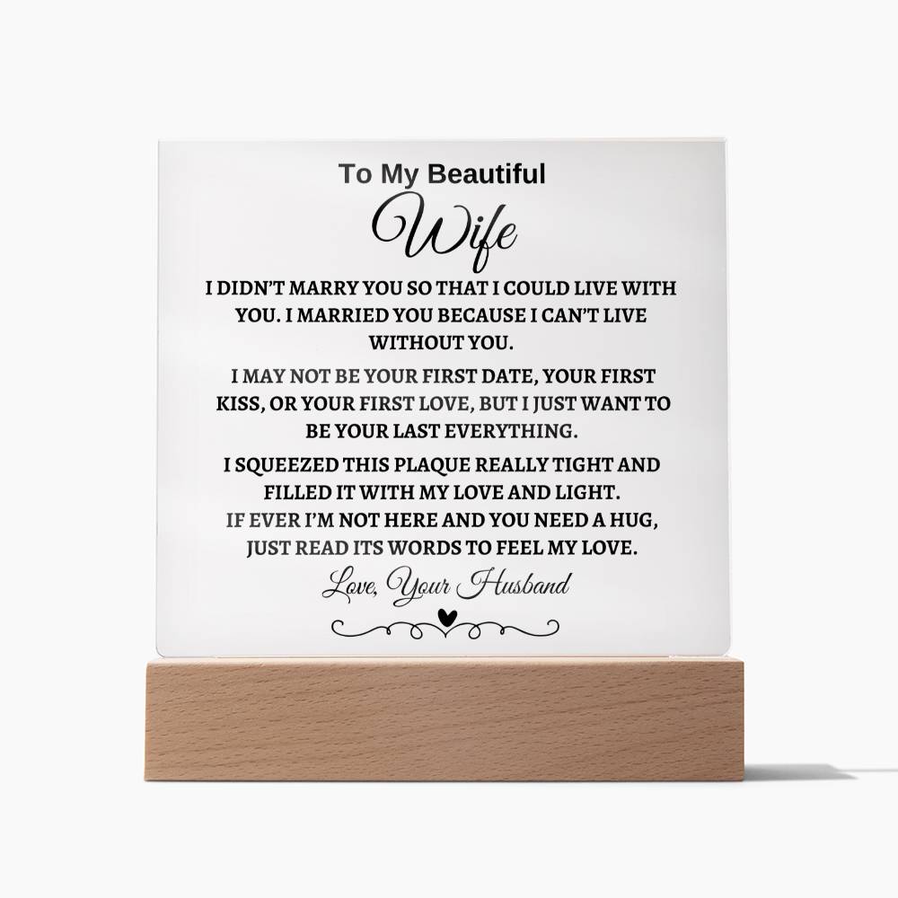 To My Beautiful Wife | Square Acrylic Plaque