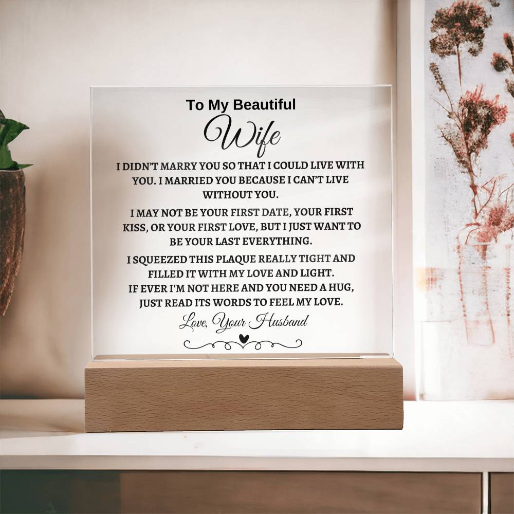 To My Beautiful Wife | Square Acrylic Plaque